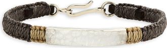 Caputo & Co. Mens Macrame Hammered ID Bracelet in Grey Combo at Nordstrom