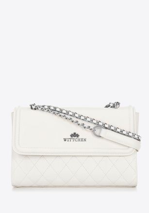 Wittchen Dames Messenger Bag van echt leer met stiksel, cr&egrave;me en zilver