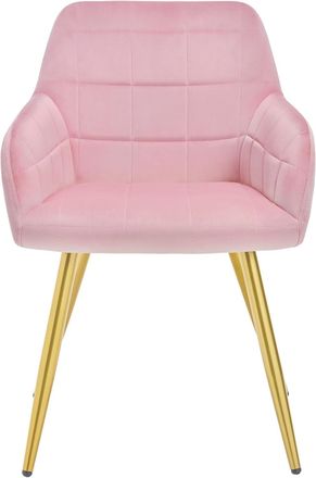 Woltu Woltu Poltrona Imbottita Per Camera Da Letto Sedia Da Pranzo Con Braccioli 1 Pz Rosa/colore DOro-velluto