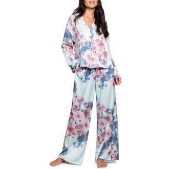 Midnight Bakery Georgia Stripe Pajamas in Blue Floral at Nordstrom Rack, Size X-Large