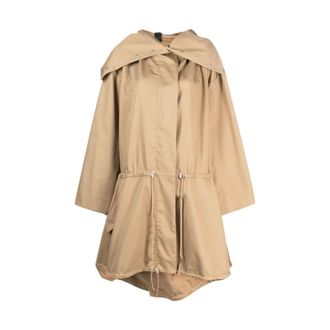 Niccolò Pasqualetti Parkas, female, Brown, XS, Beige Hooded Coat with Cut-Out Detailing