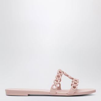 Aquazzura Pink PVC Slides With Chain Links