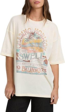 Billabong The Sun Rises Oversize Cotton Graphic T-Shirt in White Cap at Nordstrom, Size X-Small