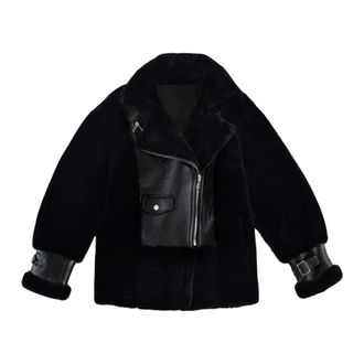 Just things we like Faux Fur & Shearling Jackets, female, Black, Size: S Kiyo Shearling Jacket