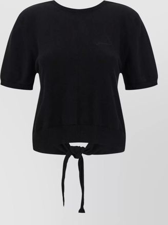 Ganni organic cotton knotted bare back short-sleeve top
