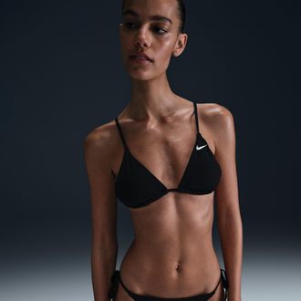 Nike Womens Swim Effortless Essential Triangle Bikini Top in Black | NESSF239-001