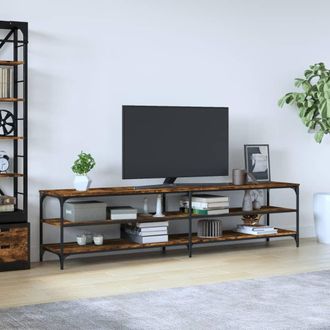 vidaXL Vidaxl - Mueble De Tv Metal Y Contrachapada Roble Ahumado 200x30x50cm