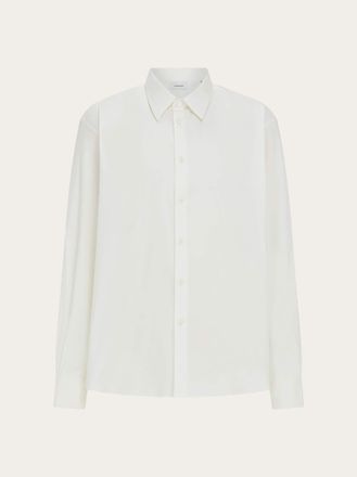 Ferragamo Men Shirt with tonal embroidered F White