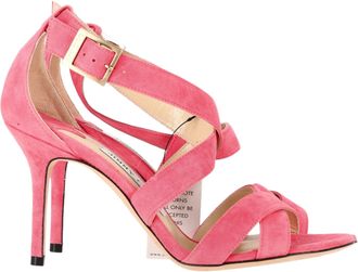 Jimmy Choo London Strappy High Heel Sandal Heels in Pink Suede
