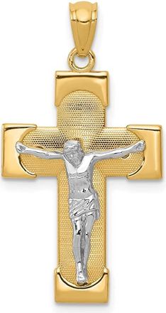 Diamond2Deal 14k Two-tone Gold Crucifix Pendant