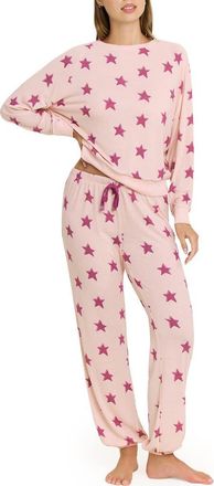 Honeydew Intimates Star Seeker Brushed Jersey Pajamas in Soft Pink Stars at Nordstrom, Size X-Small