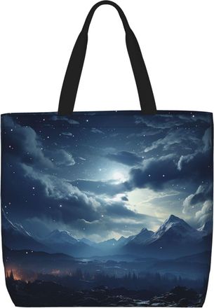 Generic Dark Night Sky Tote Bag Reusable Women Handbag Lightweight Shoulder Bags For Picnic Ladies Camping