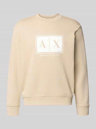 A|X Armani Exchange Sweatshirt mit Logo-Print und Rundhalsausschnitt in Sand, Gr&ouml;&szlig;e XXL