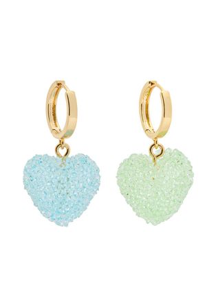 Crystal Haze Jelly Heart 18kt Gold-plated Hoop Earrings - Green - One Size