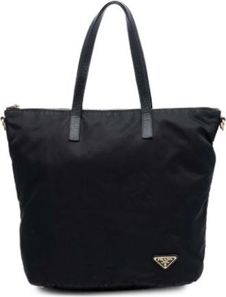 Prada Pre-owned Tote Bags, female, Black, Size: ONE SIZE Pre-owned Nylon Satchel