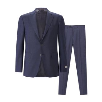 Canali Single-breasted pak - Heren - Pakken - Blauw - Maat: 2XL Wol