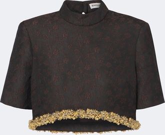 SIMKHAI Crop top Jalen de jacquard adornado