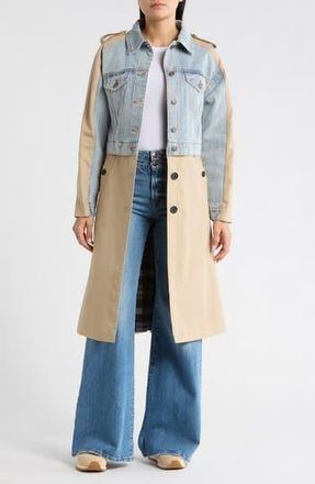 Desigual Denim Panel Trench Coat in Medium Beige at Nordstrom Rack, Size X-Small