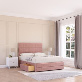 Sloomy Monaco Bed Base No Drawers 12 Footboard & 26 Struts Headboard in Pink | Size: Super King