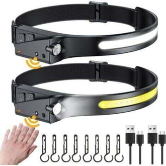 OEM Lampe Frontale - 350 Lm - Angle 230&deg; - Capteur Intelligent - &Eacute;tanche Ipx4 - Pour Camping Jogging V&eacute;lo - 2 Pi&egrave;ces