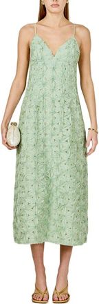 endless rose Textured Floral Midi Dress in Sage at Nordstrom, Size X-Small