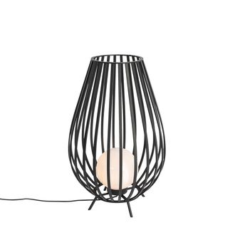 QAZQA Dise&ntilde;o L&aacute;mpara De Pie De Dise&ntilde;o Negra Con Opal 70 Cm - Angela Acero /pl&aacute;stico Redonda Adecuado Para Led Max. 1 X 40 Watt - Qazqa