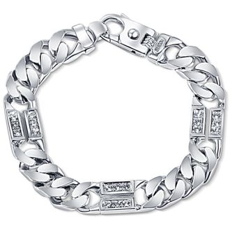 Pompeii3 Mens Designer Diamond Figaro 14k Gold (85gram) or Platinum (159gram) 12mm Bracelet 8.5