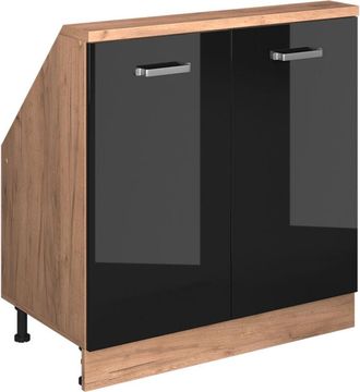 Vicco Armario Para Techo Inclinado Rion, Roble Negro/dorado De Alto Brillo, Con 2 Puertas, Vicco