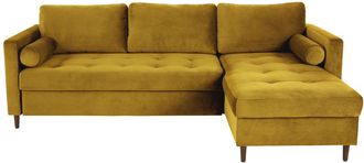Maisons du monde Sof&aacute; cheslong de 4/5 plazas de terciopelo amarillo