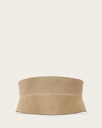 AllSaints Leather Oakleigh Suede Corset Belt, Size: L/XL