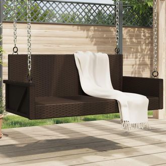 vidaXL Banco Columpio De Rat&aacute;n Sint&eacute;tico Marr&oacute;n 119x56x48 Cm Vidaxl