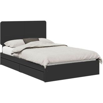 vidaXL Storage Bed with Headboard Black 120 x 200 cm Engineered Wood vidaXL