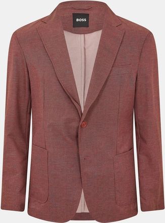 HUGO BOSS Mens Single Button Lapel Collared Solid Patterned Blazer in Open Brown - Size X-Large