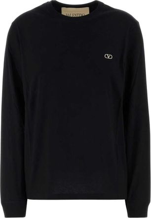 Valentino Garavani Katoenen T-shirt - Dames - Longsleeves - Zwart - L - Katoen - Tops