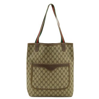Gucci Beige Brown Green Red Color Pvc Leather Shoulder Bag Tote Bag (Pre-Owned)
