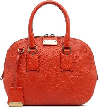 Burberry Pre-owned Burberry Small Heritage Grain Check Embossed Leather Orchard Bowling Bag Ladies ROSCROM215CRA