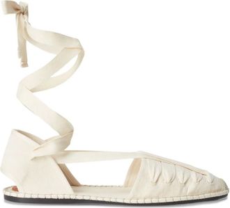 Polo Ralph Lauren canvas espadrilles - women - Cotton/Calf Leather/Cotton - 7 - Neutrals