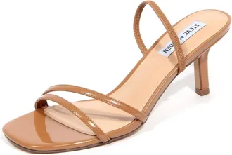 Steve Madden Eco Patent Sandal Loft Camel - Dames - Sandalen met hakken - Bruin - 37 EU - Schoenen