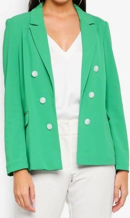 Topshop Bonded Double Breasted Open Front Jacket In Green