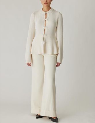 Rebecca Taylor Novelty Wool Peplum Cardi