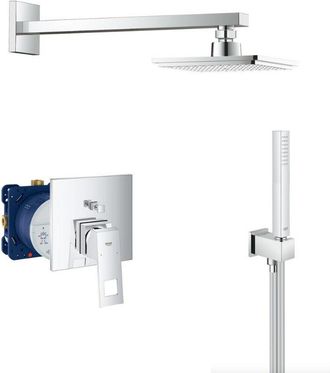 GROHE Eurocube Conjunto Mezclador Mec&aacute;nico + Teleducha 1 Chorro Con Soporte + Cabezal De Ducha + Cuerpo De Empotrar (24062000-eurocube - Grohe