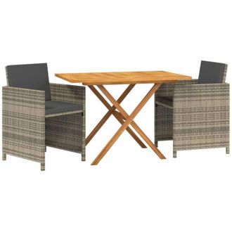 vidaXL Set De Comedor De Jard&iacute;n 3 Piezas Con Cojines Gris Vidaxl