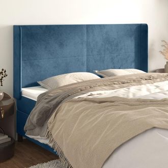 vidaXL Cabecero Con Orejas De Terciopelo Azul Oscuro 183x16x118/128 Cm Vidaxl
