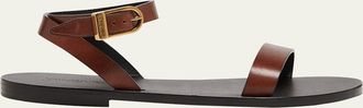 Saint Laurent Sahara Leather Ankle-Strap Sandals