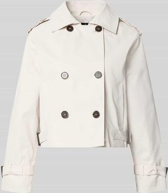 Monari Trench Jacke mit doppelreihiger Knopfleiste und Umlegekragen in Ecru, Gr&ouml;&szlig;e 34