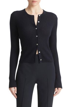 Vince Cashmere & Silk Rib Cardigan in Coastal at Nordstrom, Size Xx-Small
