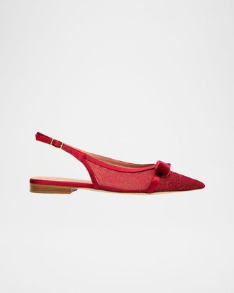 Malone Souliers Jama Glitter Mesh Slingback Flats