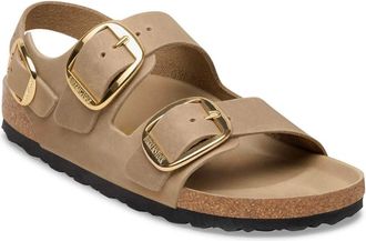Birkenstock Schoenen, Dames, Beige, 40 EU, Leer, Milano Big Buckle