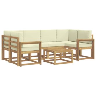vidaXL Conjunto De Sof&aacute;s De Exterior Con Coj&iacute;n 7 Pcs Blanco Y Crema Vidaxl