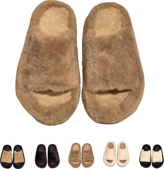 Generic Womens Fuzzy Slippers Womens Open Toe Slippers Winter Home Sliders Indoor Household Sliders Cozy Bedroom Slides Soft Furry Slipper Casual Plush Cushio